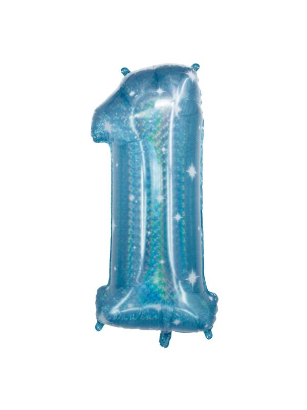Cijfer 1 Galatic Aqua Folieballon 101cm