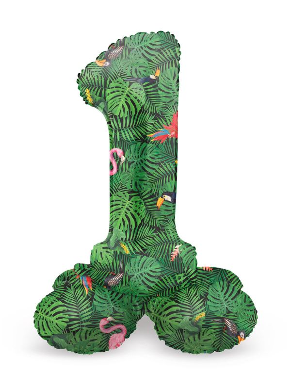 Cijfer 1 Jungle Staande Folieballon