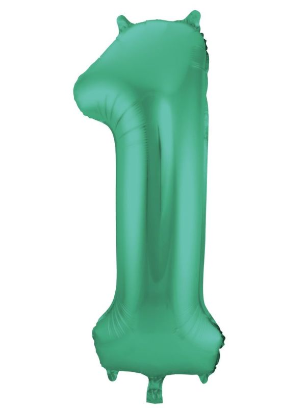 Cijfer 1 Metallic Groen Folieballon 86cm