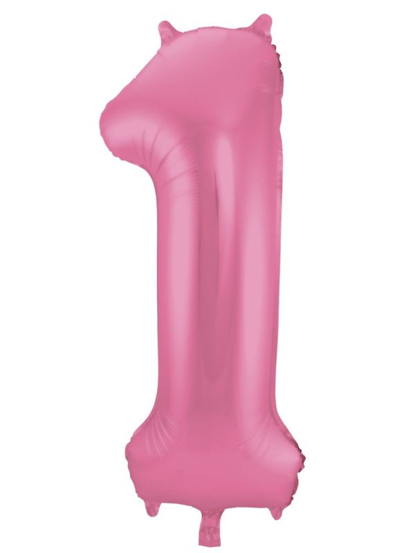 Cijfer 1 Metallic Roze Folieballon 86cm