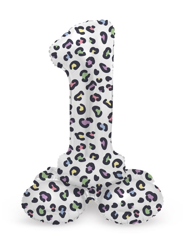 Cijfer 1 Pastel Panter Kleine Staande Folieballon