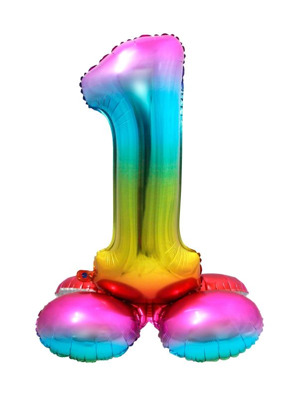 Cijfer 1 Regenboog met Standaard 72cm