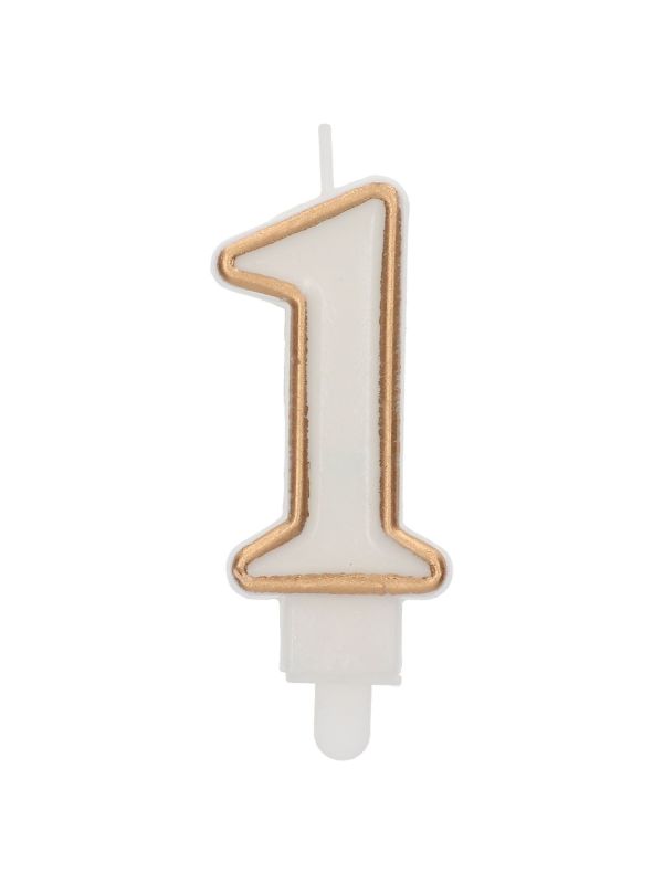 Cijfer 1 Taartkaars Chic Goud 9 cm