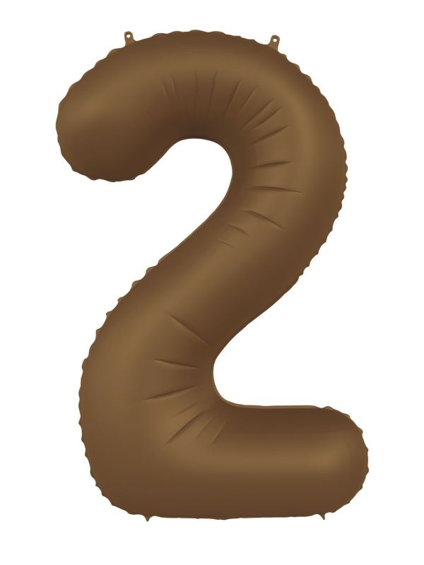 Cijfer 2 Folieballon Bruin 86 cm