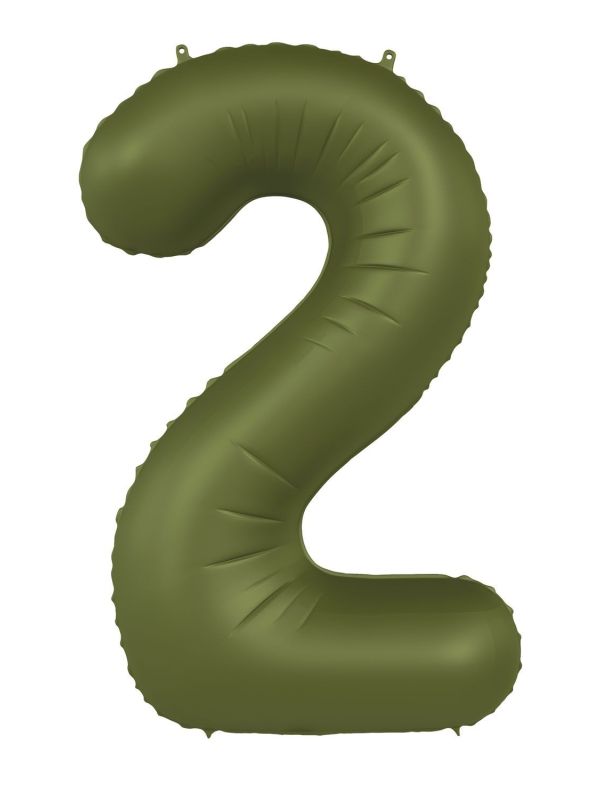 Cijfer 2 Folieballon Olijfgroen 86 cm