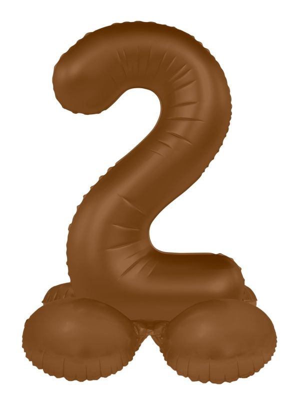 Cijfer 2 Folieballon Staand Bruin 41 cm