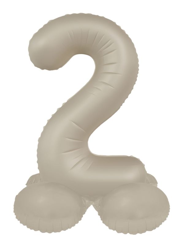 Cijfer 2 Folieballon Staand Crème Wit 72 cm