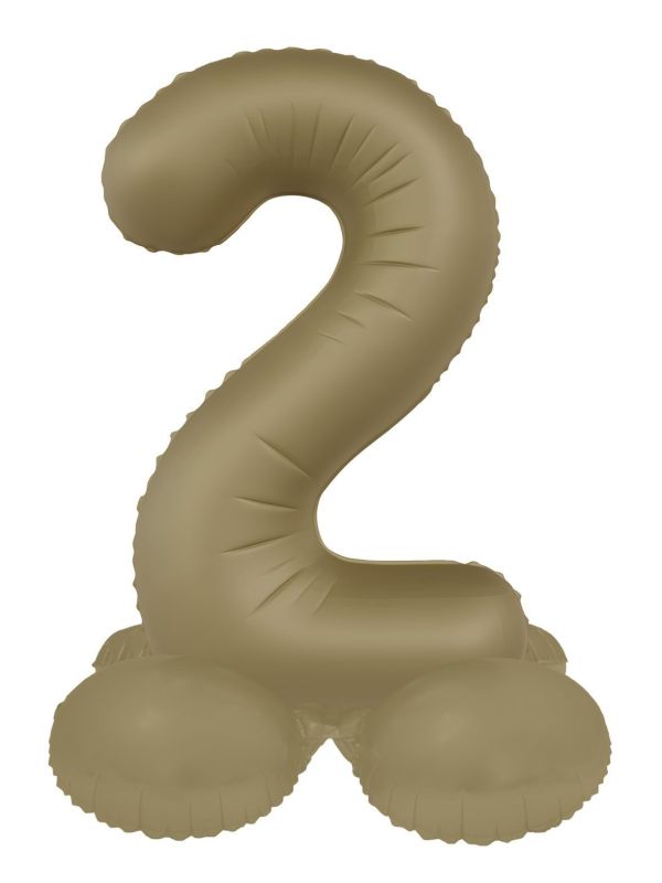 Cijfer 2 Folieballon Staand Goud 41 cm