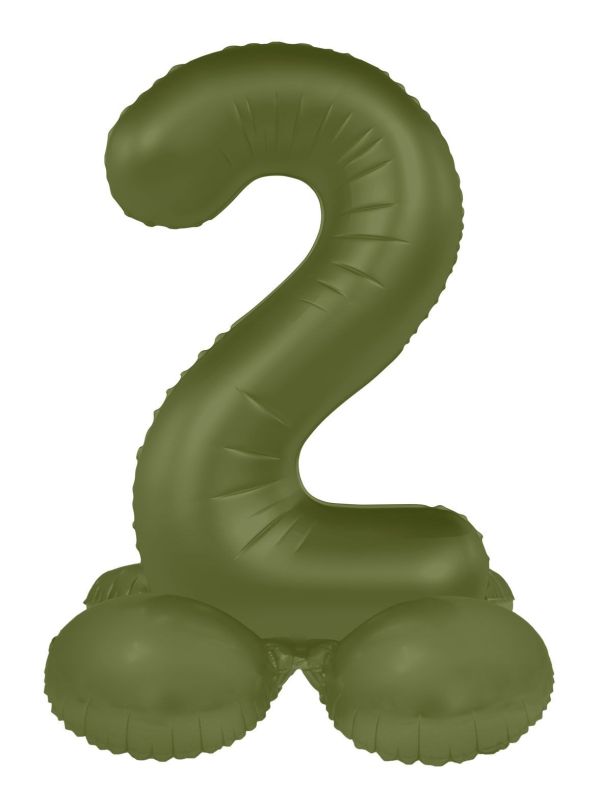Cijfer 2 Folieballon Staand Olijfgroen 72 cm