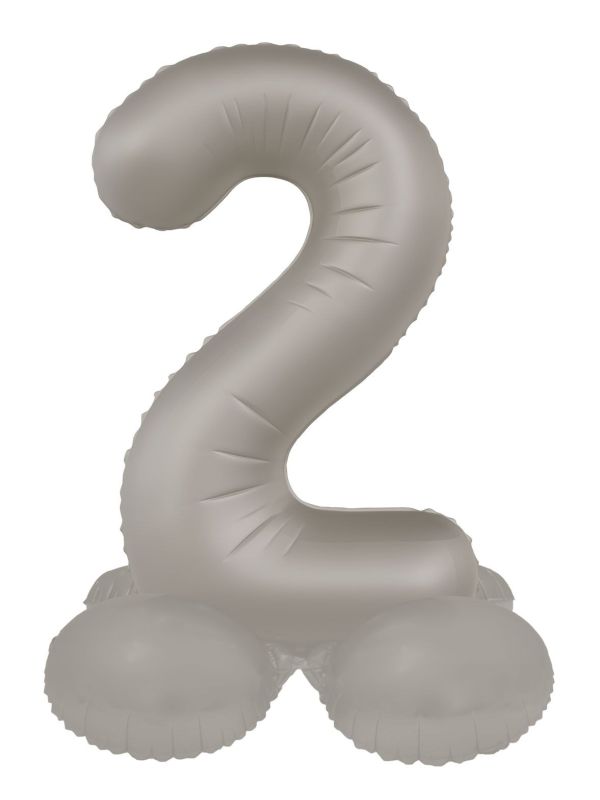 Cijfer 2 Folieballon Staand Zilver 41 cm