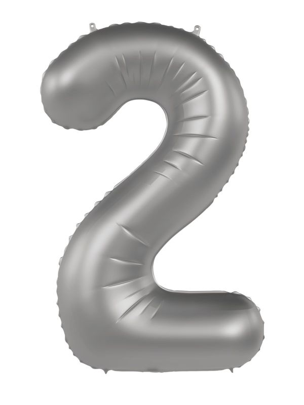 Cijfer 2 Folieballon Zilver 86 cm