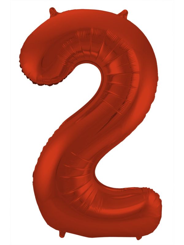 Cijfer 2 Metallic Rood Folieballon 86cm
