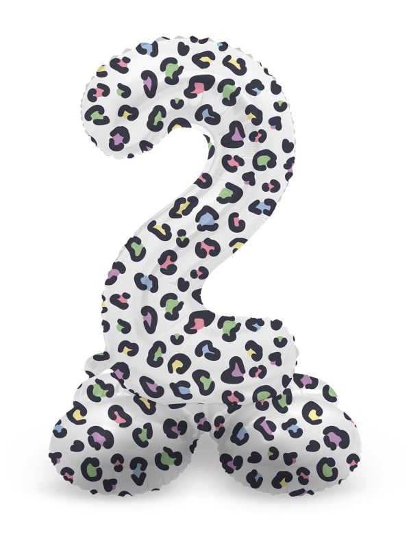 Cijfer 2 Pastel Panter Kleine Staande Folieballon