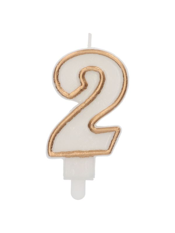 Cijfer 2 Taartkaars Chic Goud 9 cm