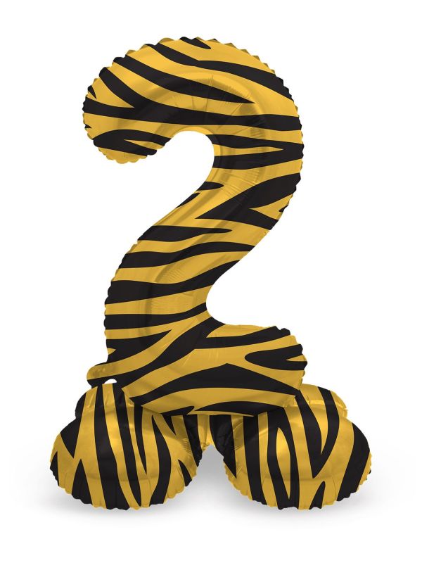 Cijfer 2 Tiger Print Kleine Staande Folieballon