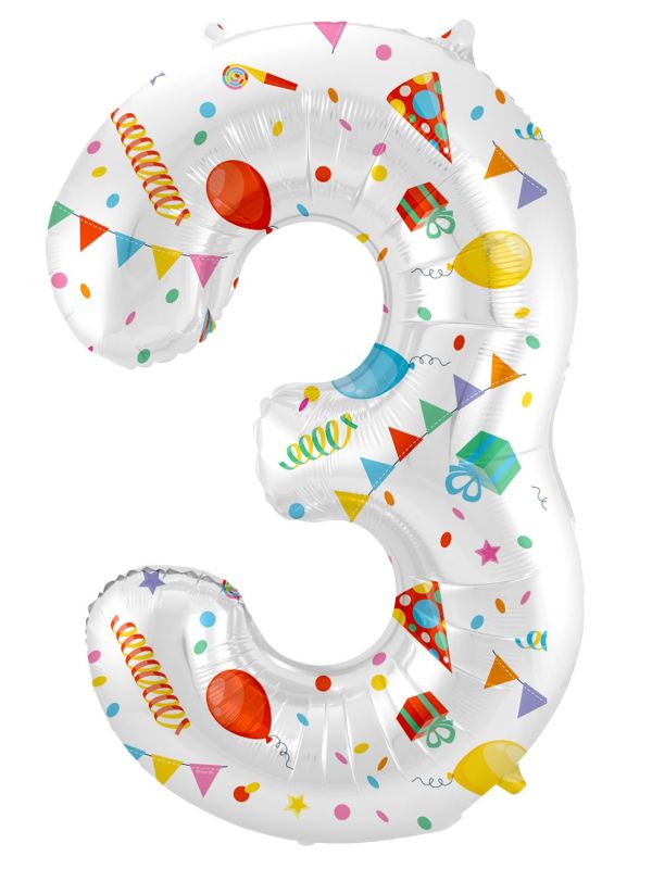 Cijfer 3 Feestelijke Party Folieballon