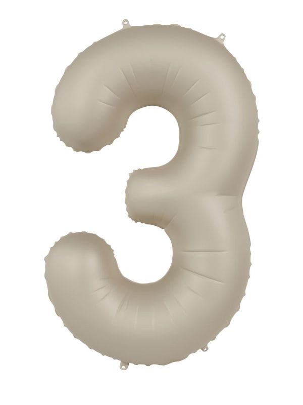 Cijfer 3 Folieballon Crème Wit 86 cm