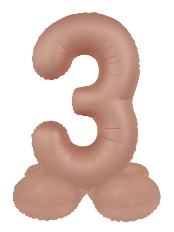 Cijfer 3 Folieballon Staand Vintage Roze 72 cm