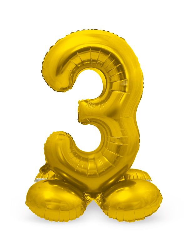 Cijfer 3 Goud met Standaard 72cm
