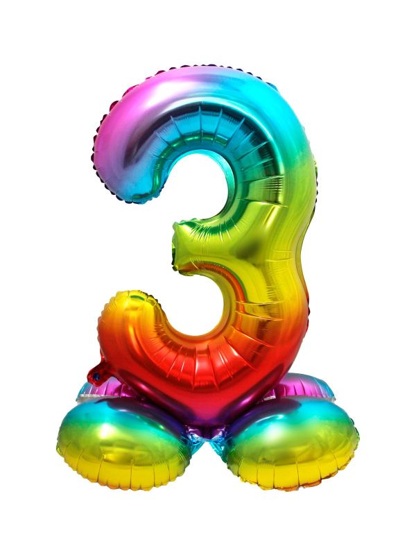 Cijfer 3 Regenboog met Standaard 72cm