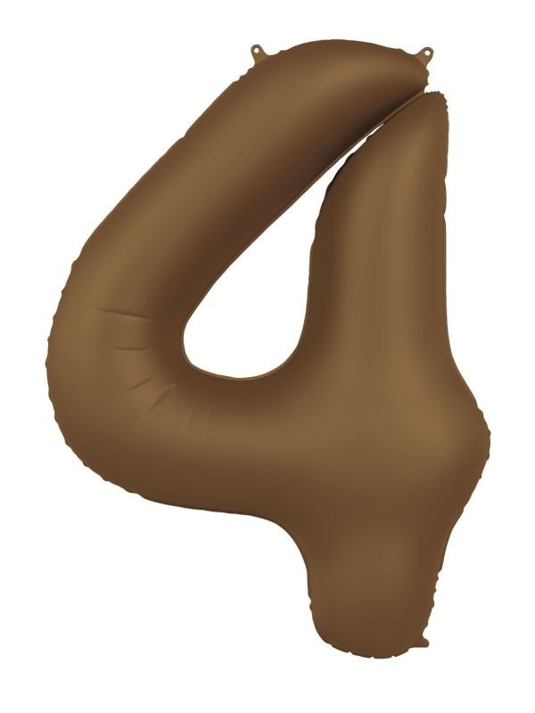 Cijfer 4 Folieballon Bruin 86 cm
