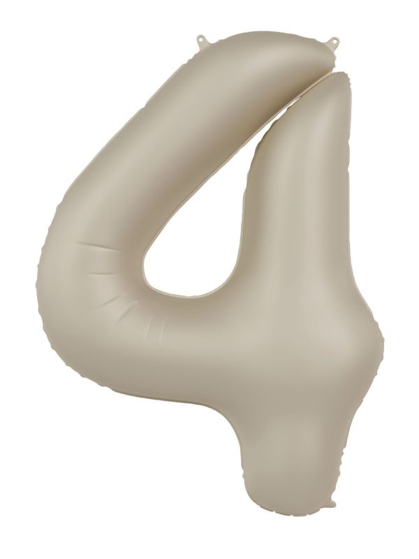 Cijfer 4 Folieballon Crème Wit 86 cm