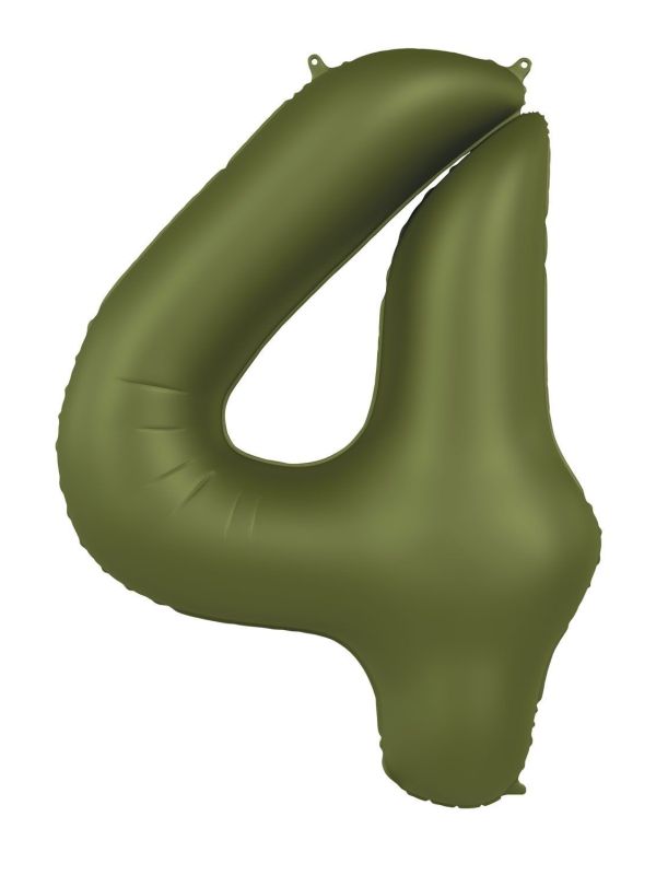 Cijfer 4 Folieballon Olijfgroen 86 cm