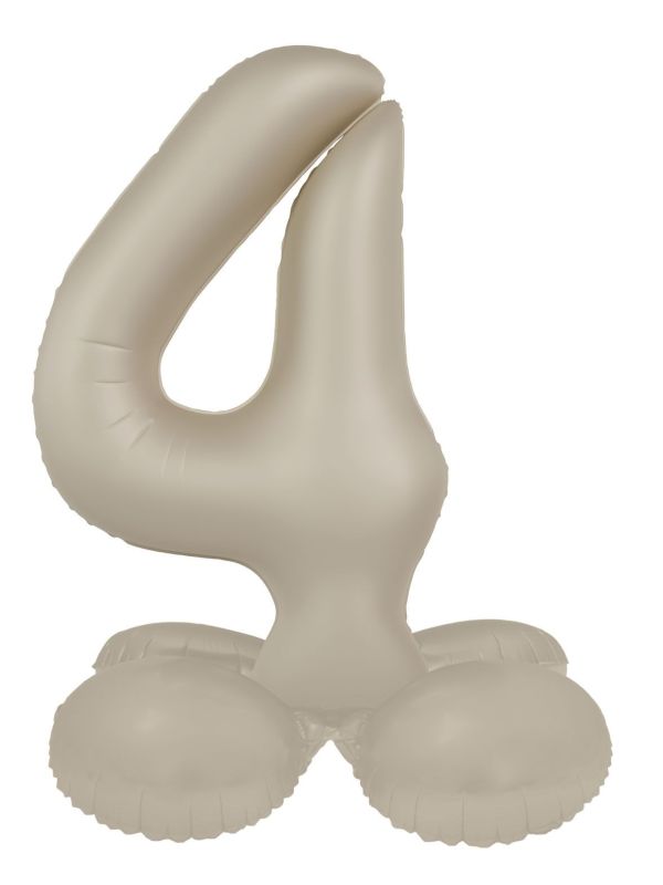 Cijfer 4 Folieballon Staand Crème Wit 41 cm
