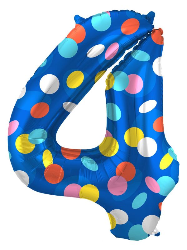 Cijfer 4 Gekleurde Stip Folieballon