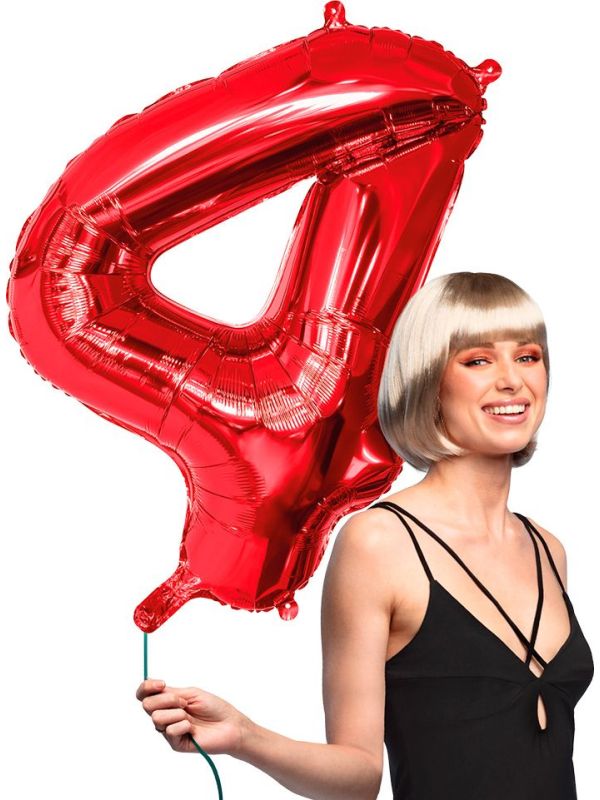Cijfer '4' Grote Rode Folieballon 86 cm