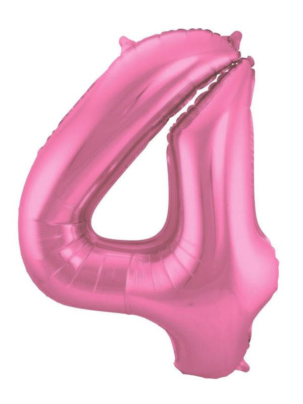 Cijfer 4 Metallic Roze Folieballon 86cm