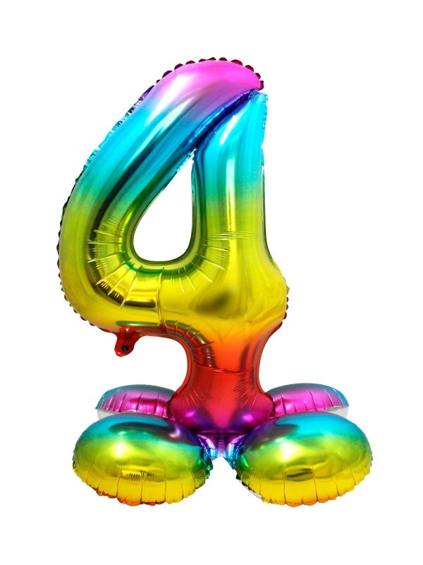 Cijfer 4 Regenboog met Standaard 72cm