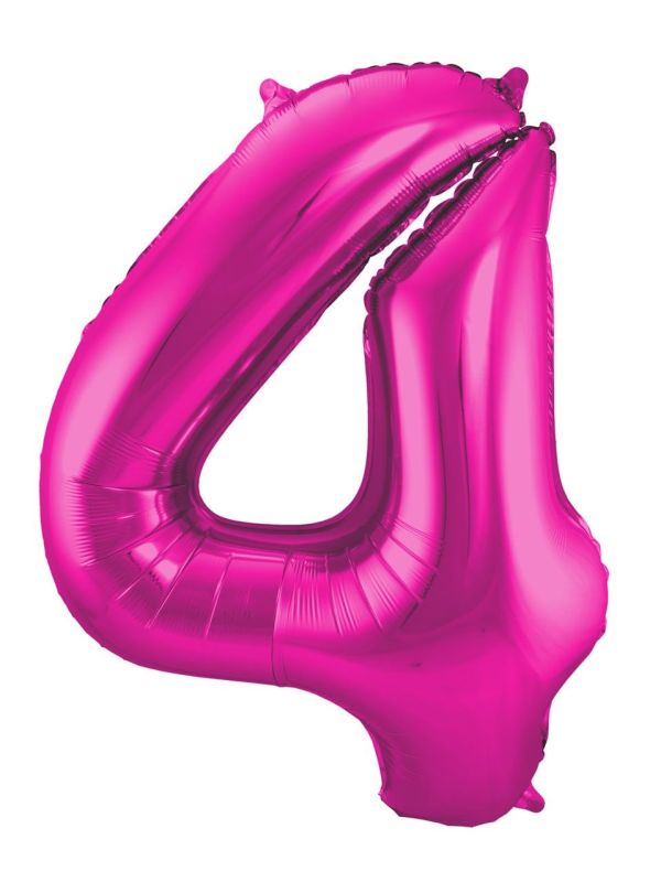 Cijfer 4 Roze Folieballon 86cm