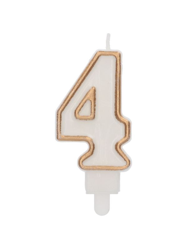 Cijfer 4 Taartkaars Chic Goud 9 cm