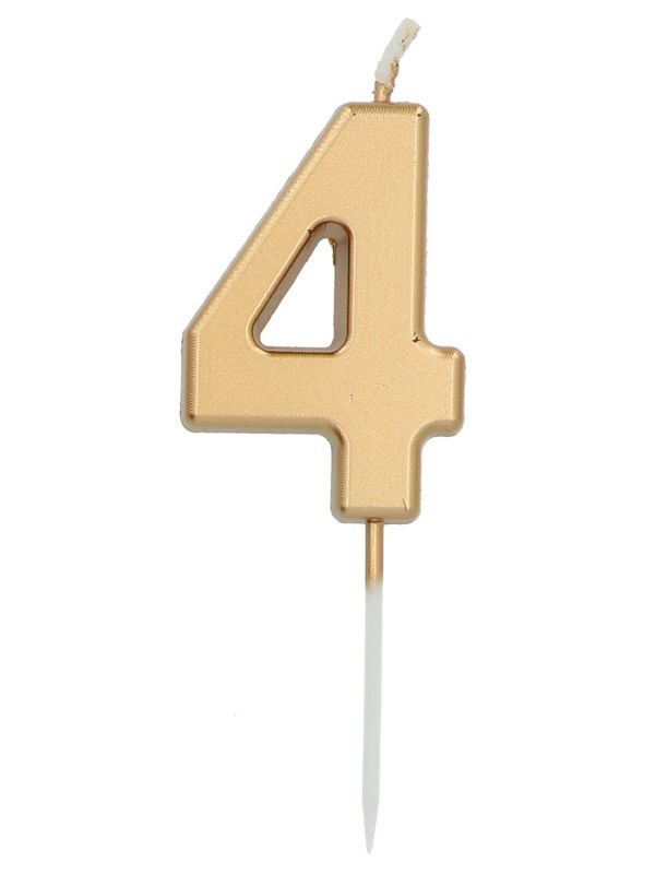 Cijfer 4 Taartkaars Goudkleurig 5 cm