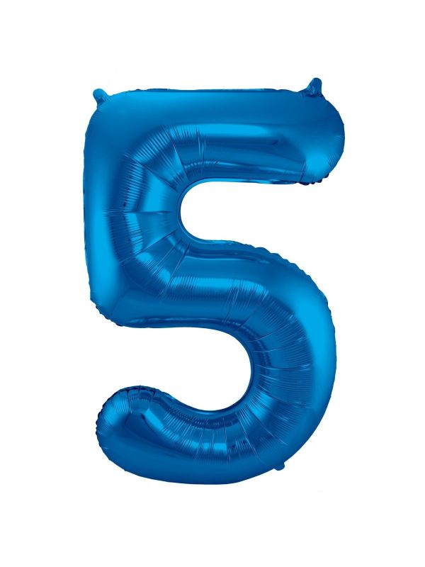 Cijfer 5 Blauwe Folieballon 86cm