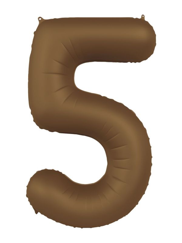 Cijfer 5 Folieballon Bruin 86 cm