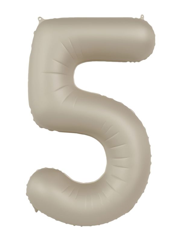 Cijfer 5 Folieballon Crème Wit 86 cm