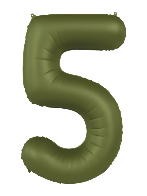 Cijfer 5 Folieballon Olijfgroen 86 cm