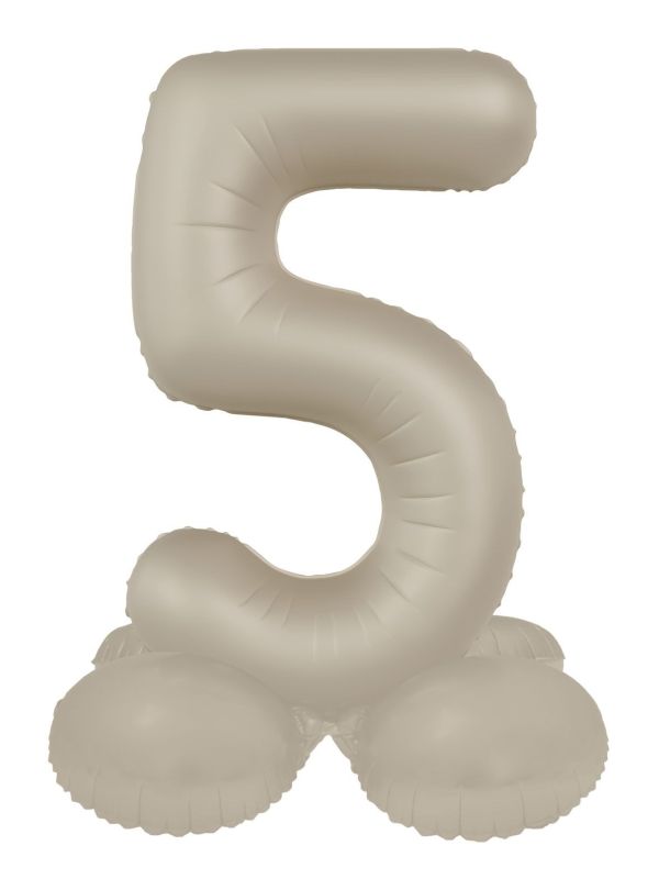 Cijfer 5 Folieballon Staand Crème Wit 41 cm
