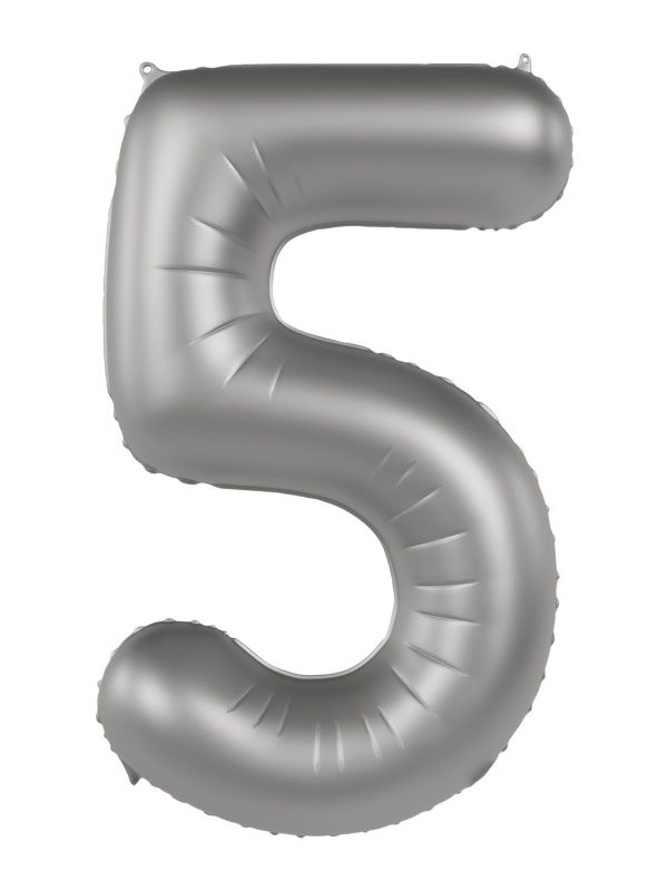 Cijfer 5 Folieballon Zilver 86 cm