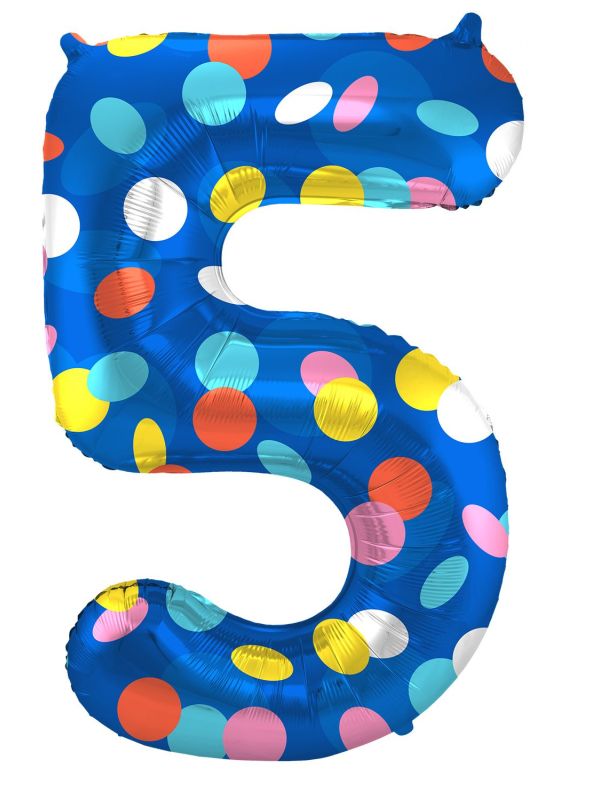 Cijfer 5 Gekleurde Stip Folieballon