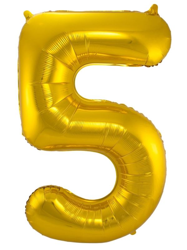 Cijfer 5 Gouden Folieballon 86cm