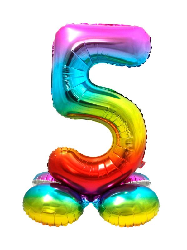 Cijfer 5 Regenboog met Standaard 72cm