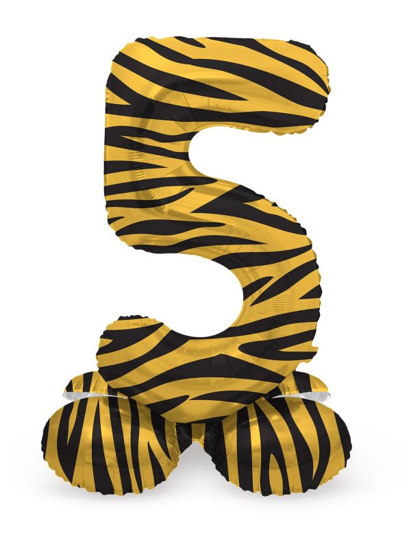 Cijfer 5 Tiger Chic Staande Folieballon