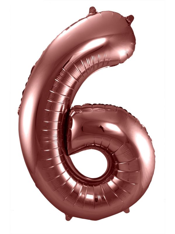 Cijfer 6 Bronzen Folieballon 86cm