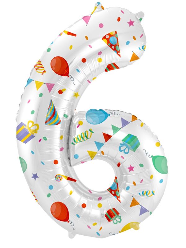 Cijfer 6 Feestelijke Party Folieballon