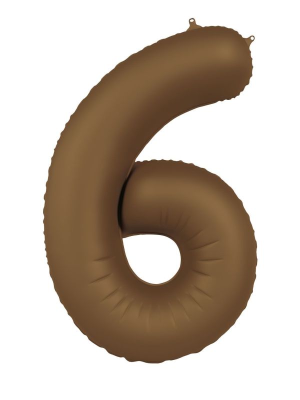 Cijfer 6 Folieballon Bruin 86 cm