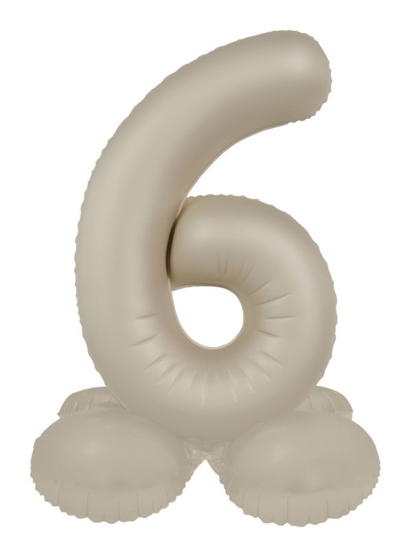 Cijfer 6 Folieballon Staand Crème Wit 72 cm