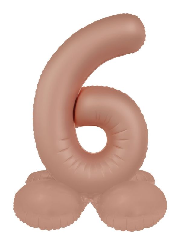 Cijfer 6 Folieballon Staand Vintage Roze 72 cm
